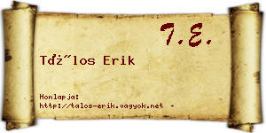 Tálos Erik névjegykártya